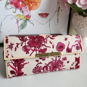 GUCCI RARE Herbarium Canvas Leather Wallet Metal Bar